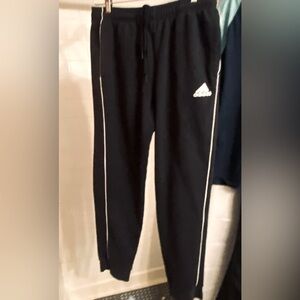 Black Adidas Joggers/Sweatpants W/White Stripe Down The Sides. Men’s Sz L. EUC!!
